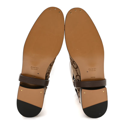 Gucci Monogram Jumbo GG Cordovan Lux Zelda Harness Riding Boots 38.5 Camel Ebony New Acero 5 of 8