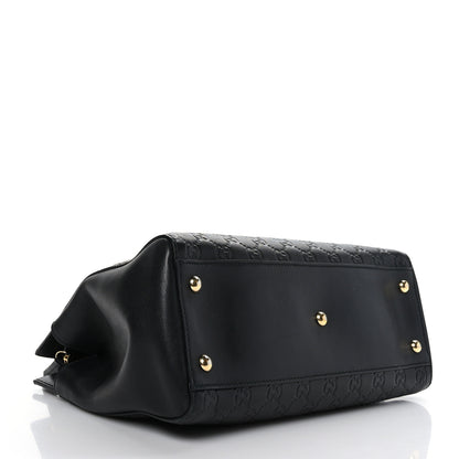 Gucci Guccissima Signature Medium Shoulder Tote Bag Black 4 of 9