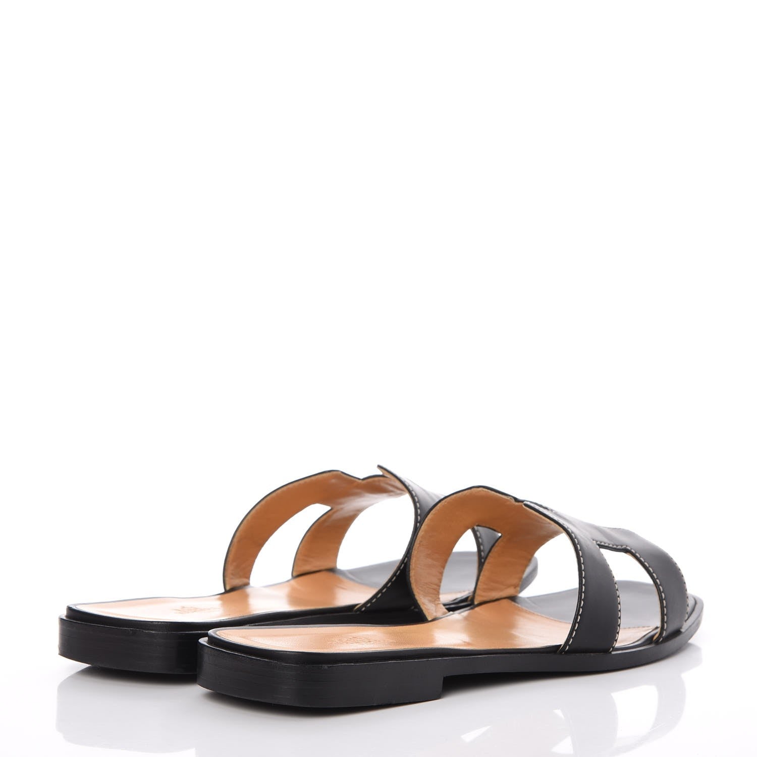 Hermes Box Calfskin Oran Sandals 40 Black 4 of 10