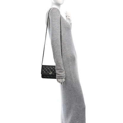Chanel Caviar Quilted Crystal CC Wallet On Chain WOC Black 2 of 10