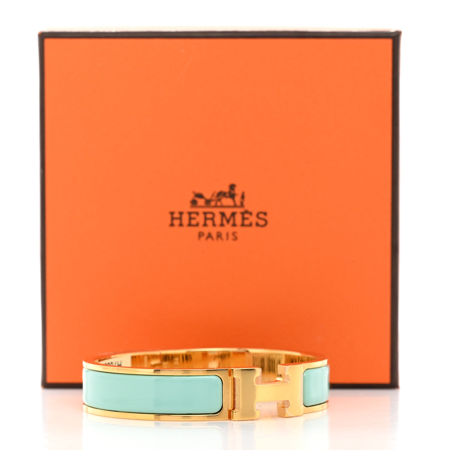 Hermes Enamel Narrow Clic Clac H Bracelet PM Aqua 5 of 5