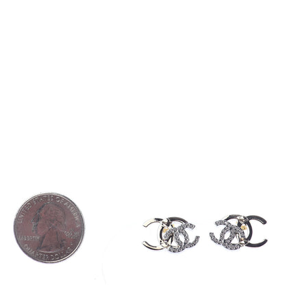 Chanel Crystal Double CC Earrings Gold Silver 2 of 4