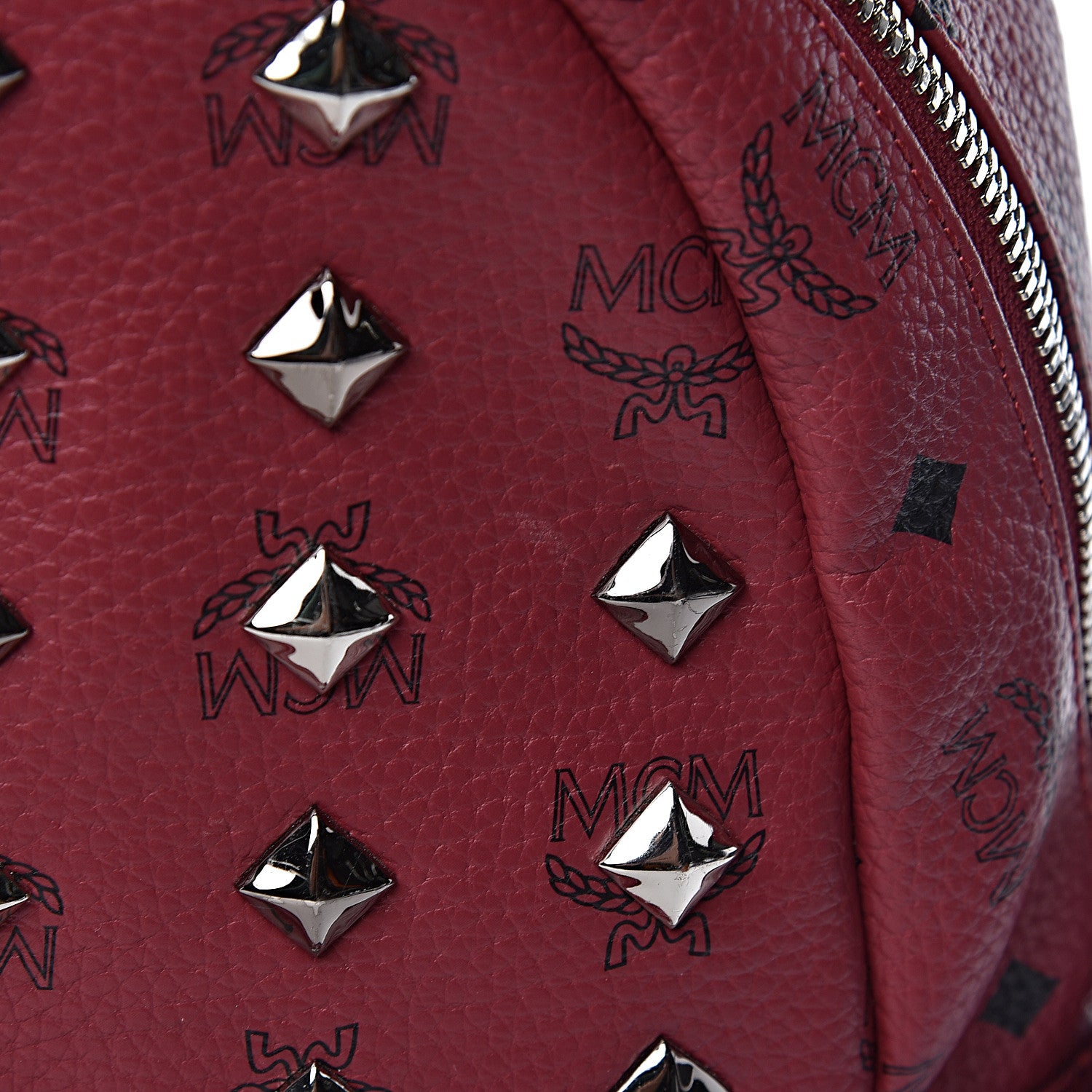 MCM Visetos Studded Medium Stark Backpack Scooter Red 8 of 13