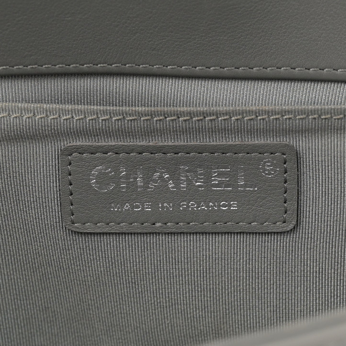 Calfskin Chevron Quilted Medium Boy Flap Grey