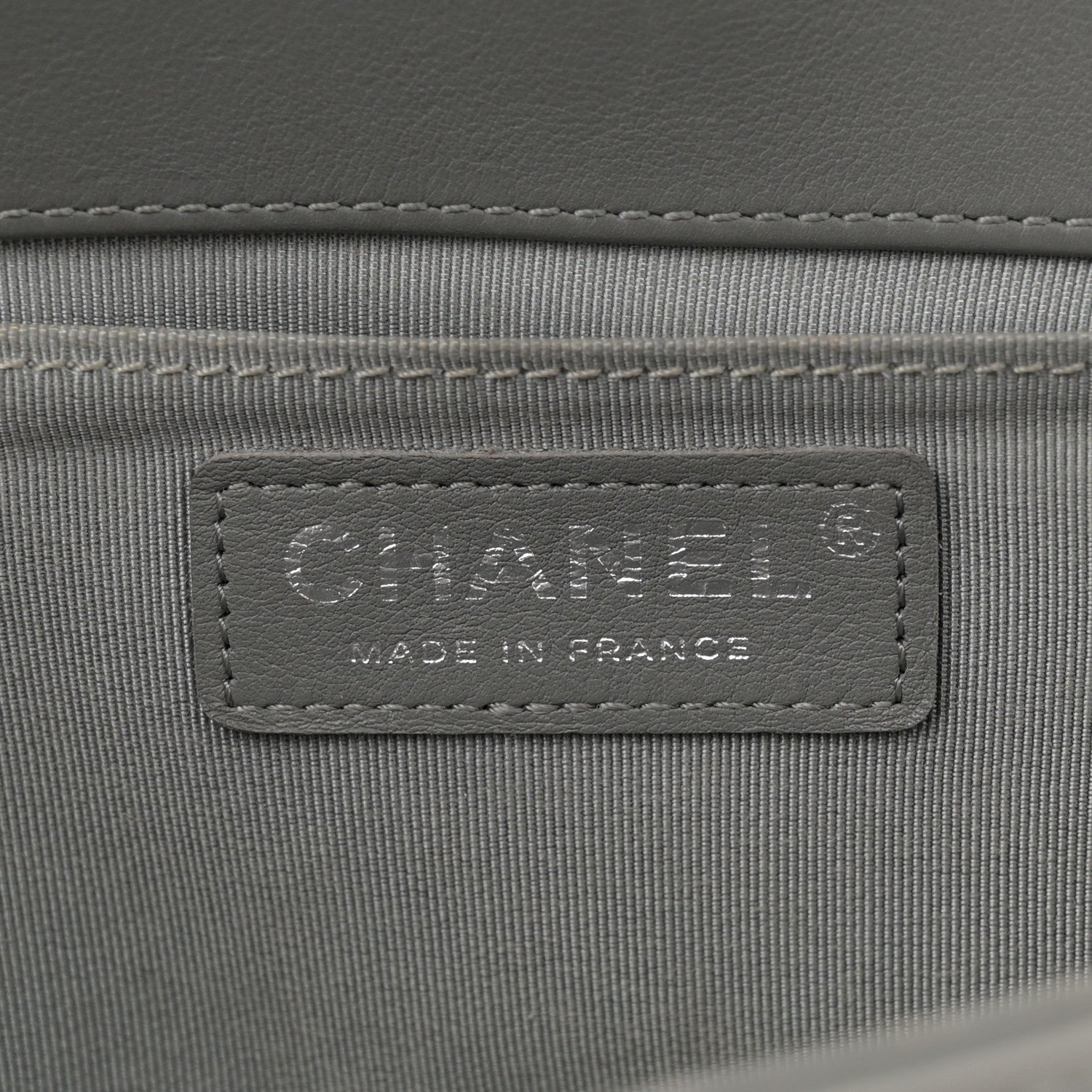 Chanel Calfskin Chevron Quilted Medium Boy Flap Grey 6 of 12