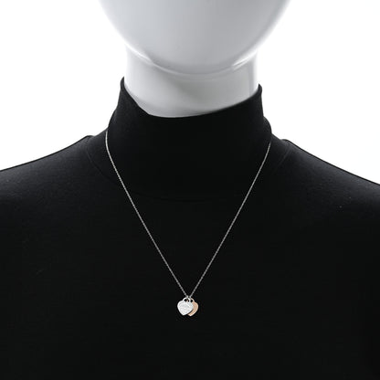 Tiffany Sterling Silver 18K Rose Gold Mini Return to Tiffany Double Heart Tag Pendant Necklace 2 of 5