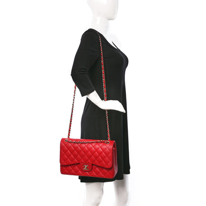 Chanel Caviar Quilted Jumbo Double Flap Red 2 of 10