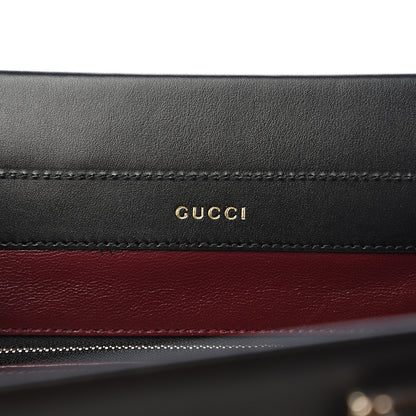 Gucci Smooth Calfskin Diagonal Striped Small Zumi Top Handle Bag Black Beige 5 of 11
