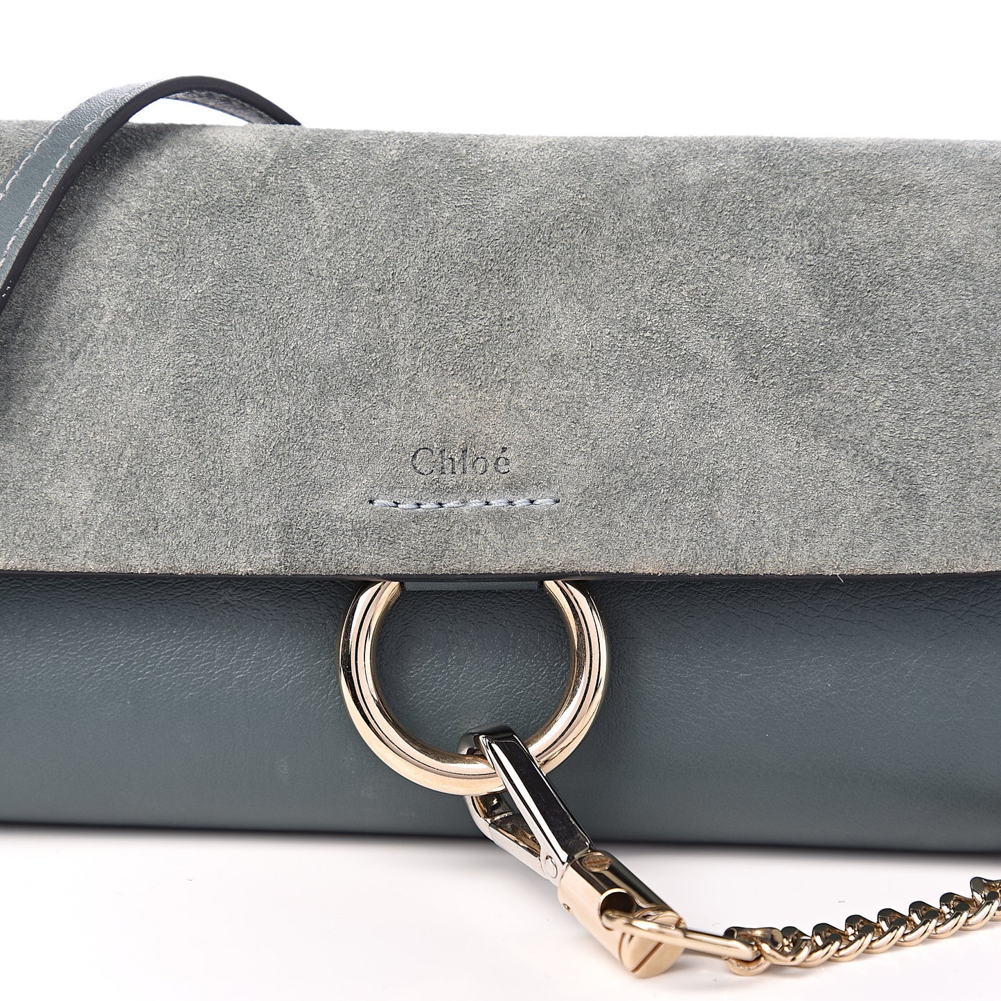 Suede Calfskin Mini Faye Shoulder Bag Cloudy Blue