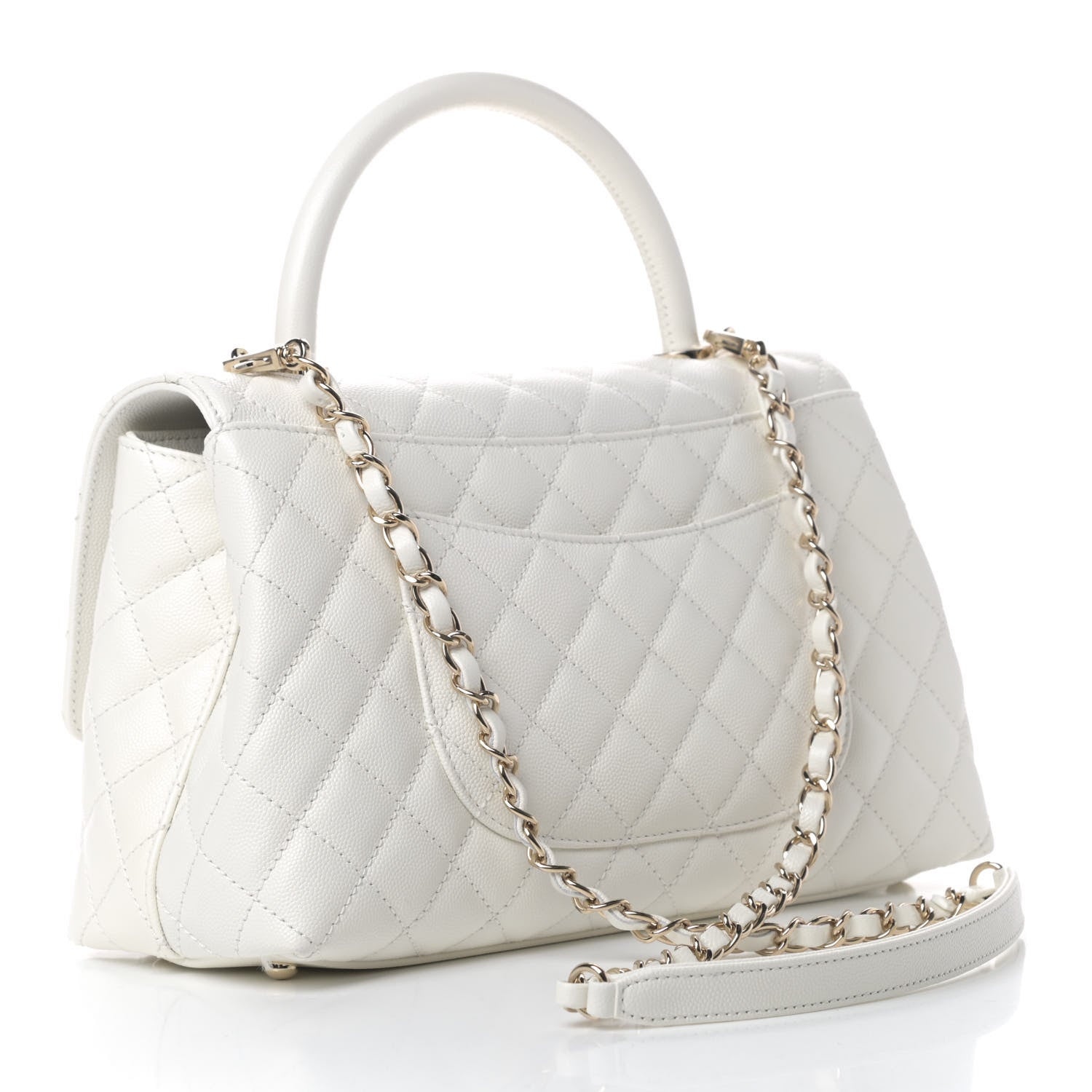 Chanel Iridescent Caviar Quilted Small Coco Handle Flap White 2 of 4