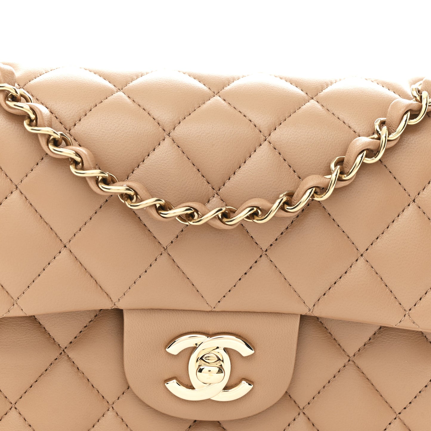 Lambskin Quilted Small Double Flap Brown