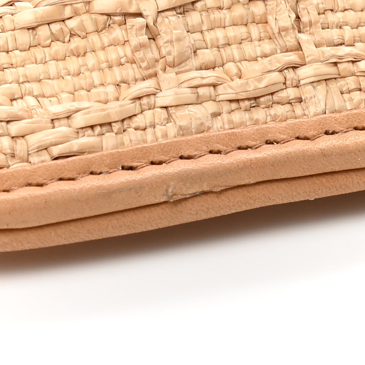 Raffia Cannage Medium Caro Daily Zipped Pouch Natural