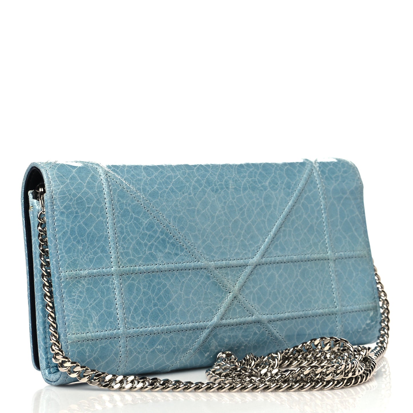 Ceramic Effect Deerskin Diorama Croisiere Chain Wallet Ice Lagoon