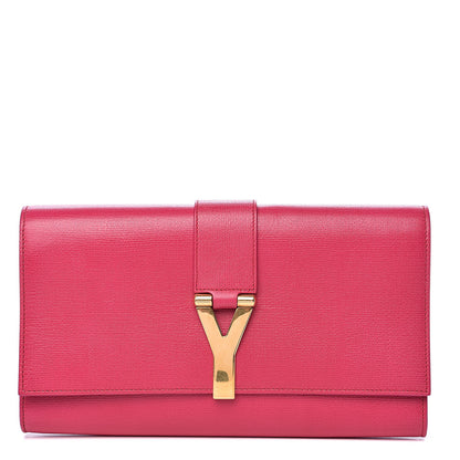 Saint Laurent Textured Calfskin Y Ligne Clutch Fuchsia 1 of 10