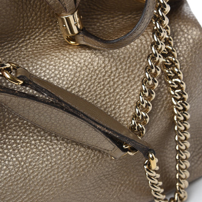 Gucci Metallic Pebbled Calfskin Medium Soho Chain Shoulder Bag Golden Beige 16 of 17