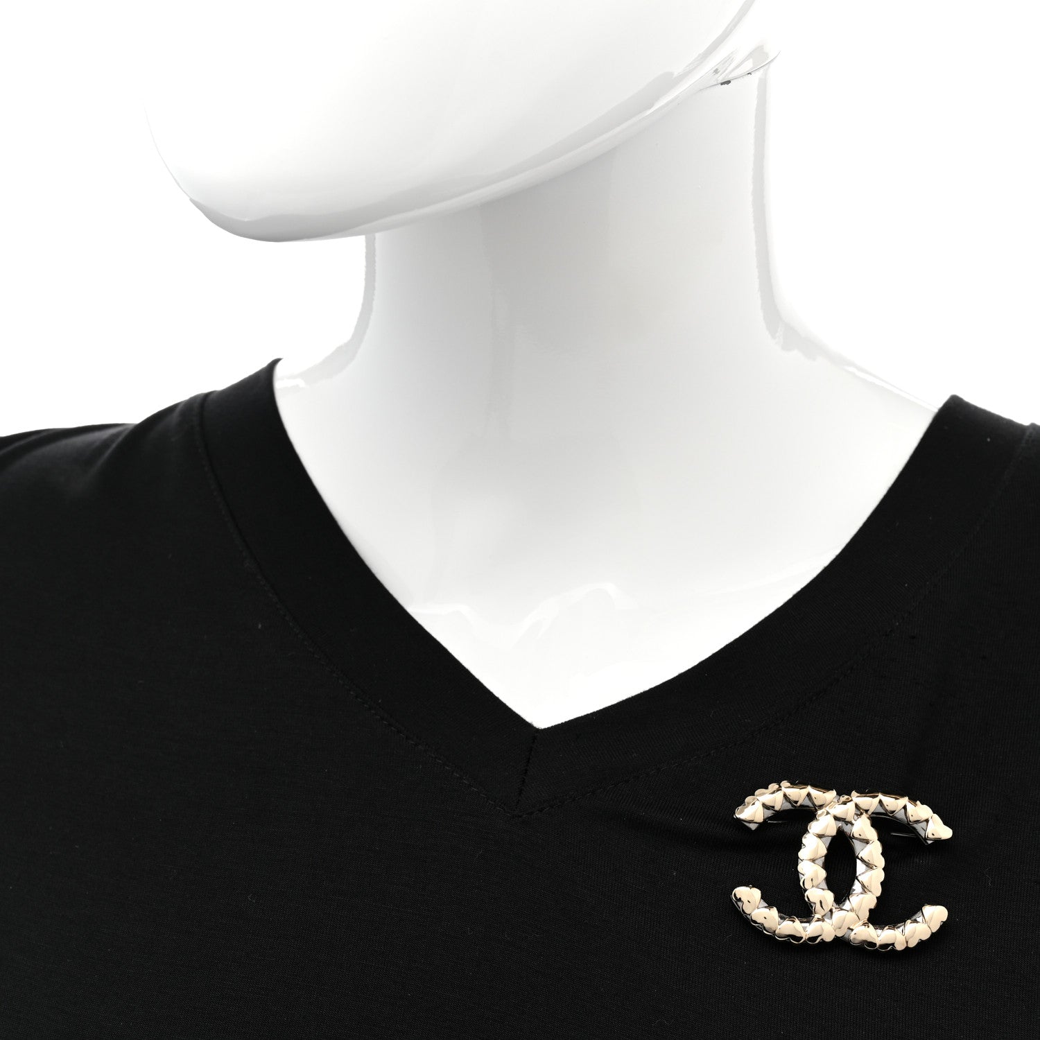 Chanel Metal Ruthenium CC Heart Brooch Gold 2 of 5