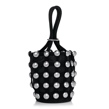 Alexander Wang Calfskin Crystal Embellished Roxy Mini Bucket Bag Black 3 of 11