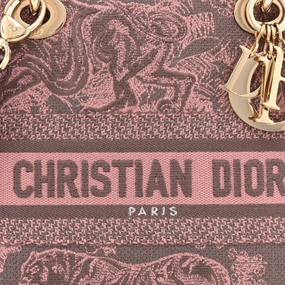 Christian Dior Canvas Toile De Jouy Embroidered Medium Lady D-Lite Gray Pink 10 of 13