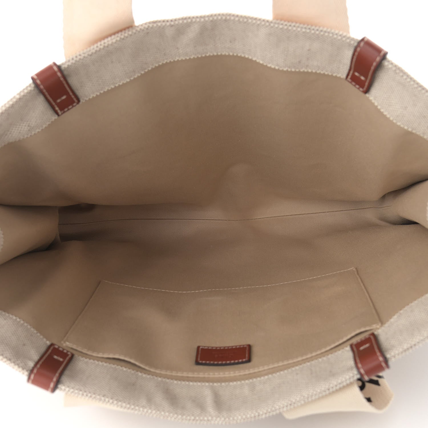 Chloe Cotton Calfskin Large Woody Ribbon Tote White Brown 5 of 9