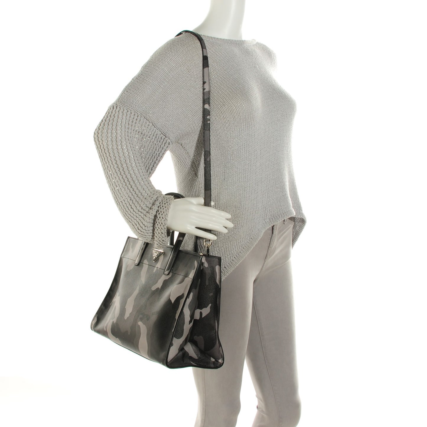 Saffiano Soft Camouflage Print Tote Marmo Dis Camouflage