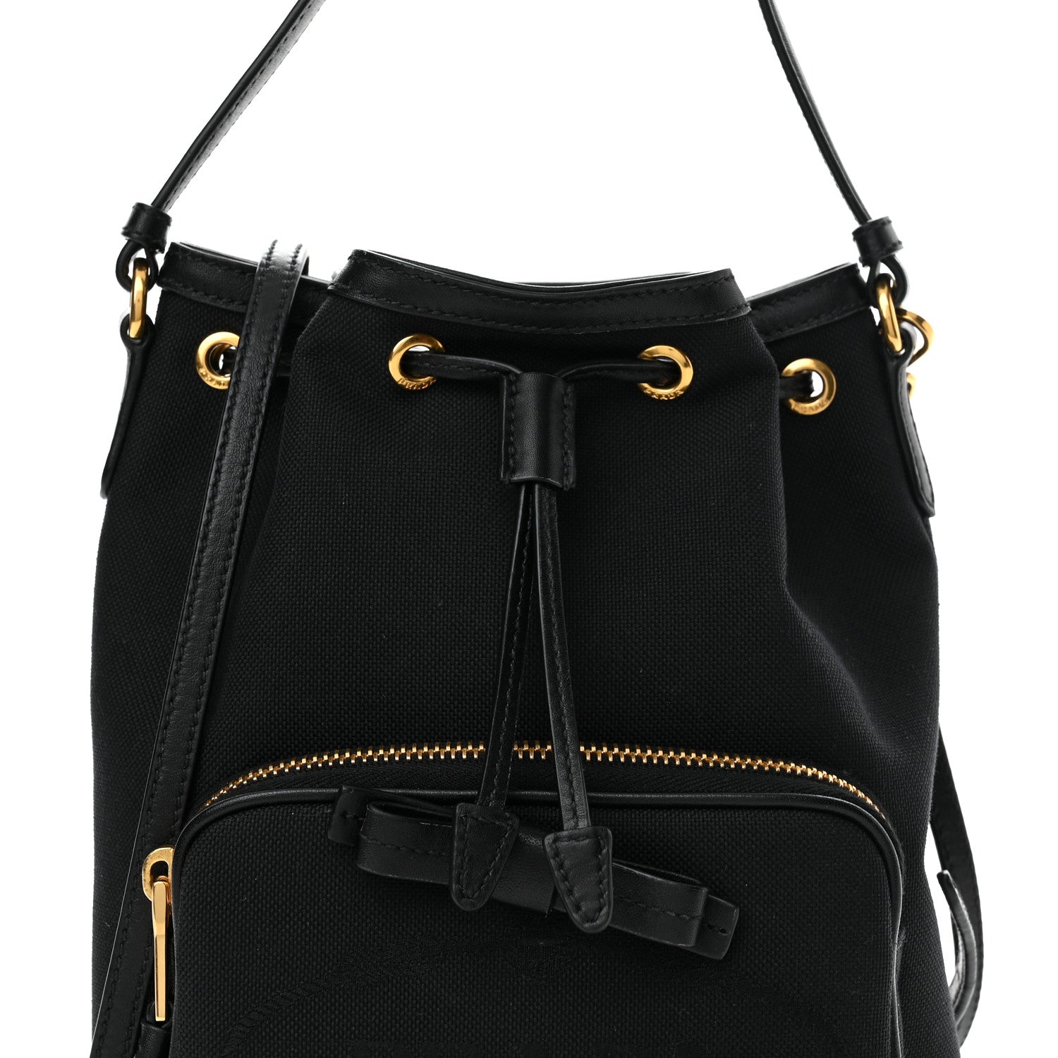 Prada Jacquard Logo Mini Bucket Crossbody Bag Black 10 of 15