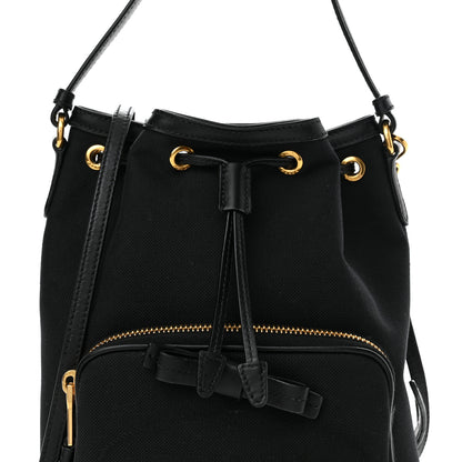 Prada Jacquard Logo Mini Bucket Crossbody Bag Black 10 of 15