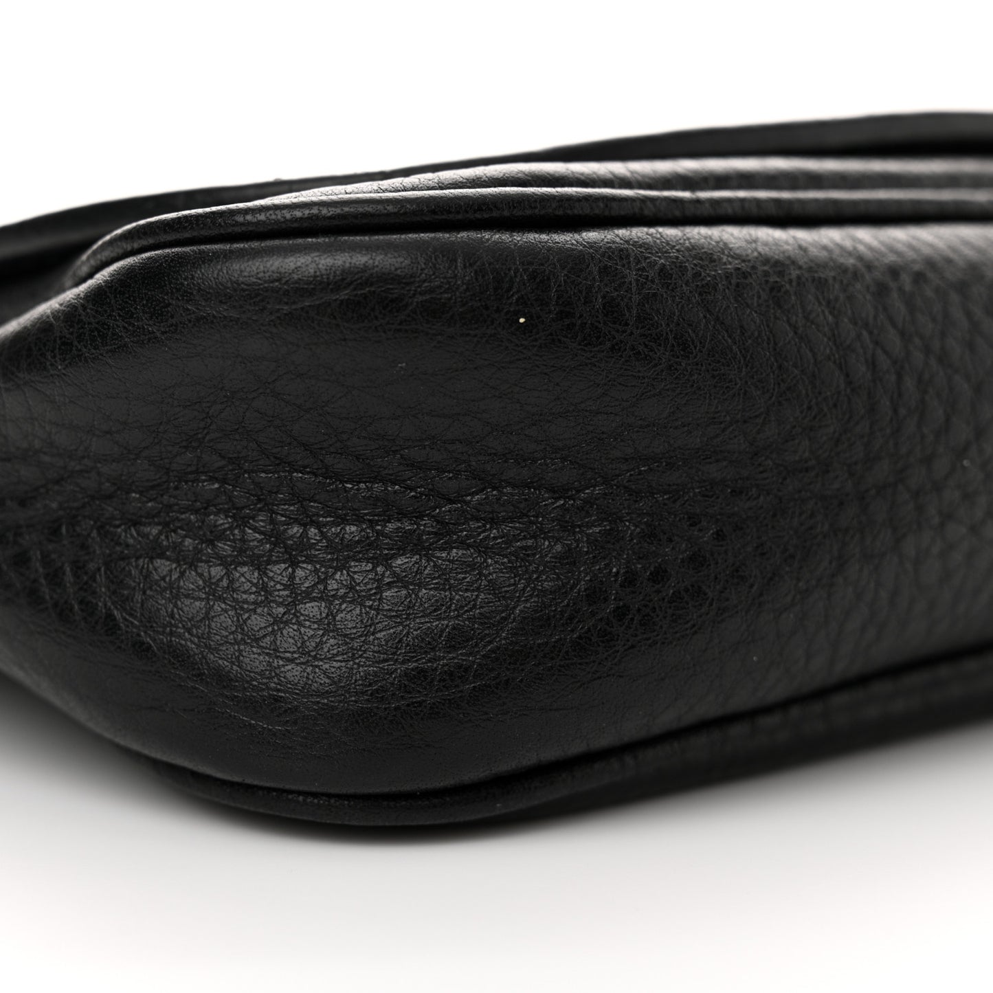 Pebbled Calfskin Small Soho Flap Crossbody Black