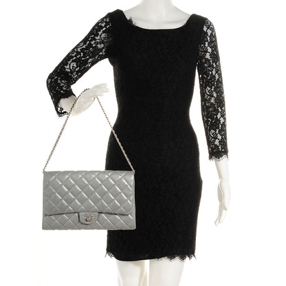 Chanel Lambskin Quilted Clutch With Chain Flap Silver 2 of 8