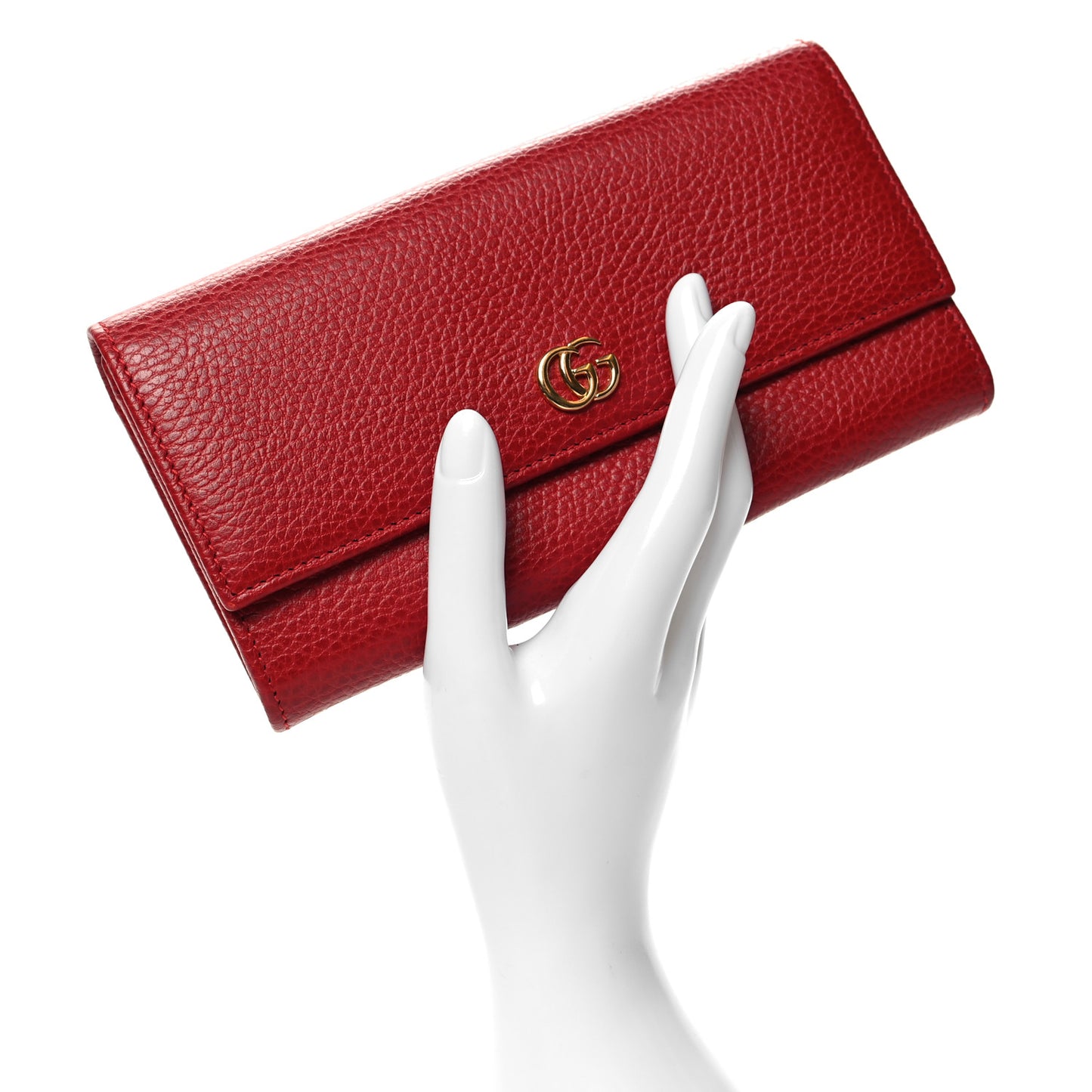 Dollar Calfskin GG Marmont Continental Wallet Hibiscus Red
