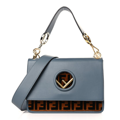 Fendi Vitello Century F is Fendi Bi-Color FF 1974 Embossed Kan I Shoulder Bag Blue 1 of 9