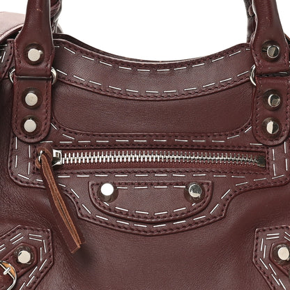 Balenciaga Calfskin Topstitch Classic Silver Hardware Mini City Rouge Lie De Vin 8 of 12