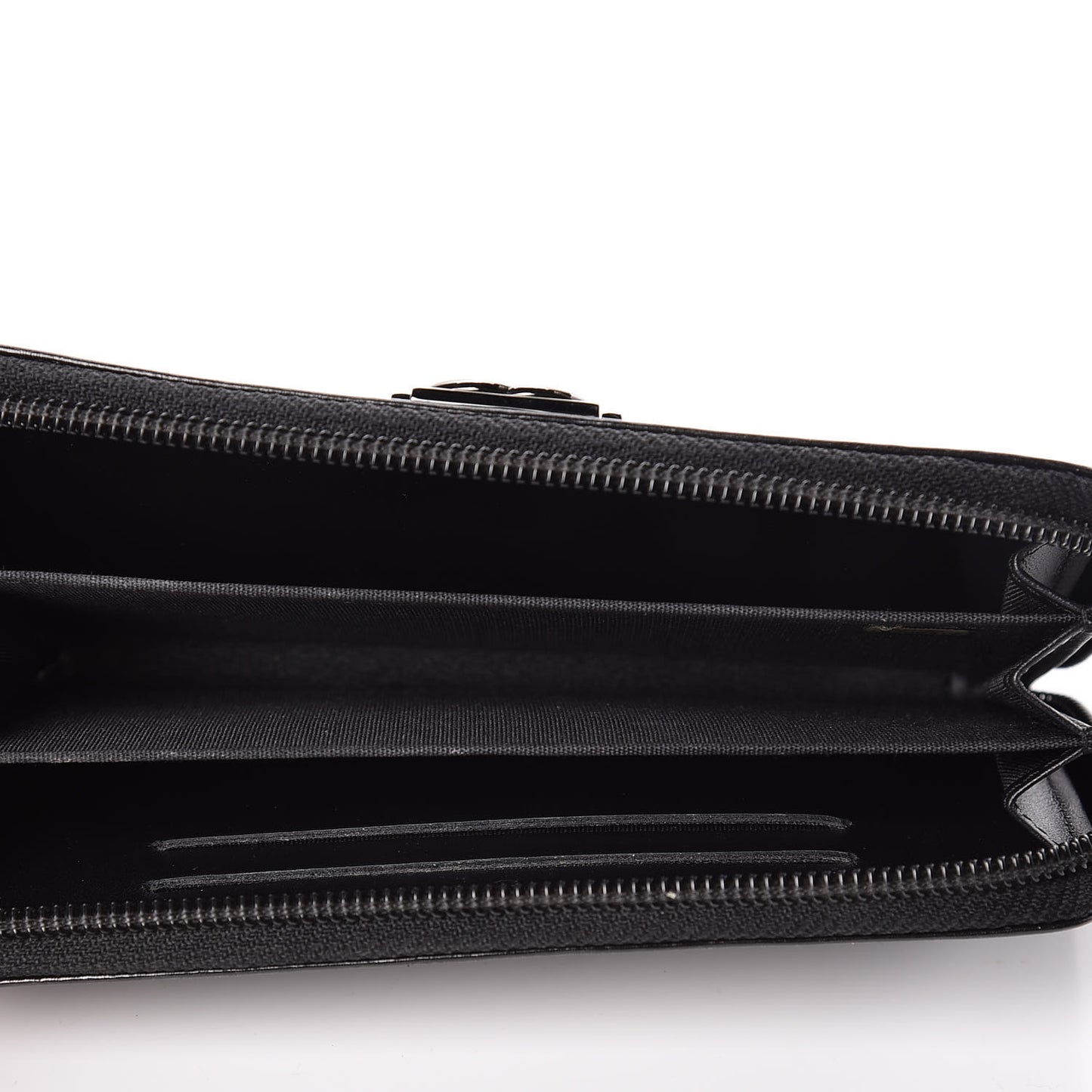 Distressed Patent Quilted Small Boy Zip Around Wallet Black