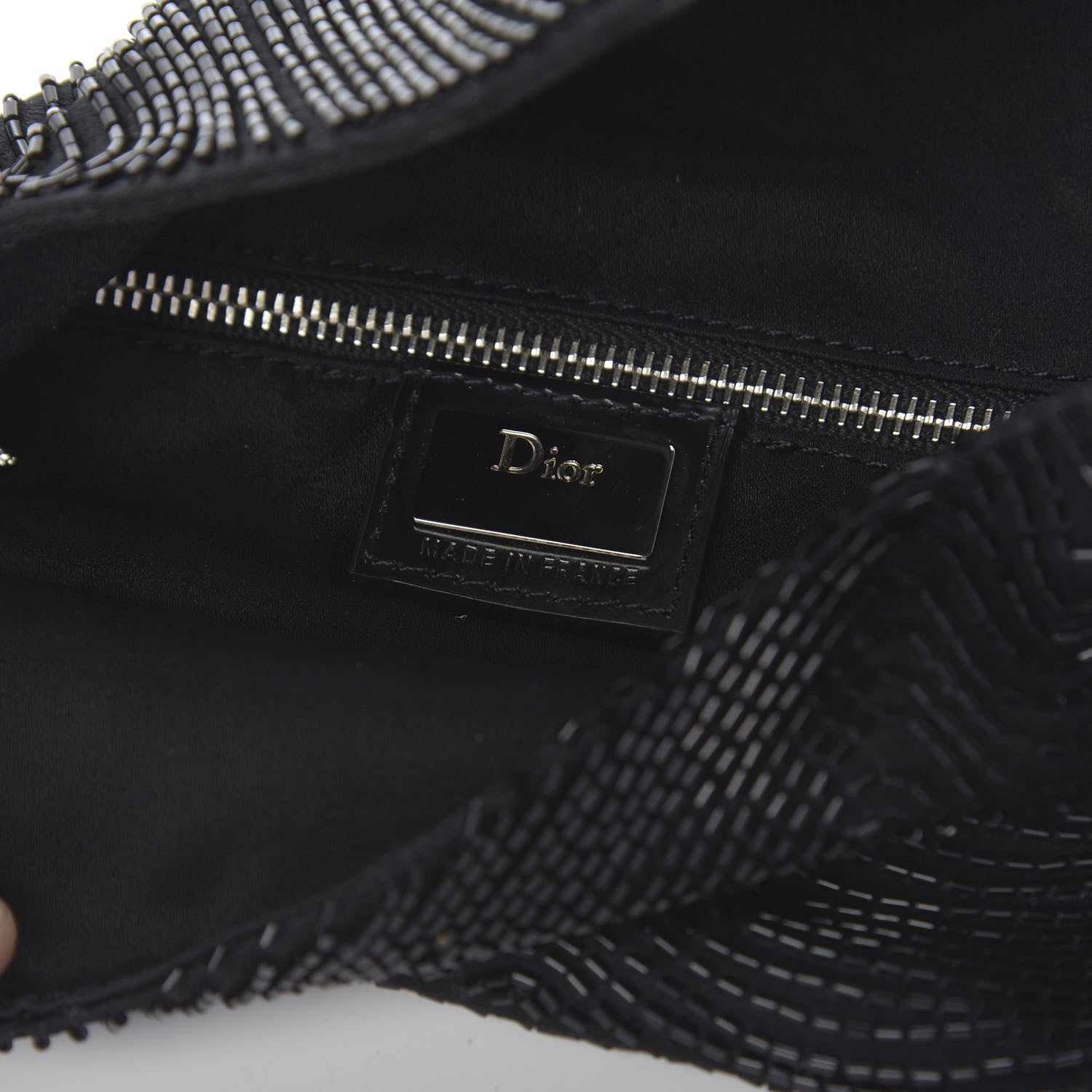 Christian Dior Satin Beaded Flap Clutch Black 8 of 10