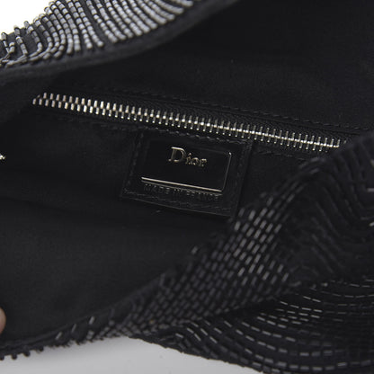 Christian Dior Satin Beaded Flap Clutch Black 8 of 10