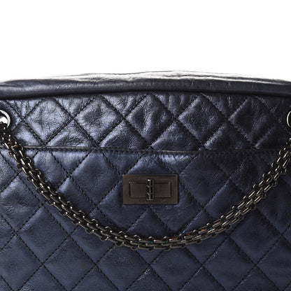 Chanel Metallic Aged Calfskin Quilted Medium Reissue Camera Case Bag Blue 9 of 9