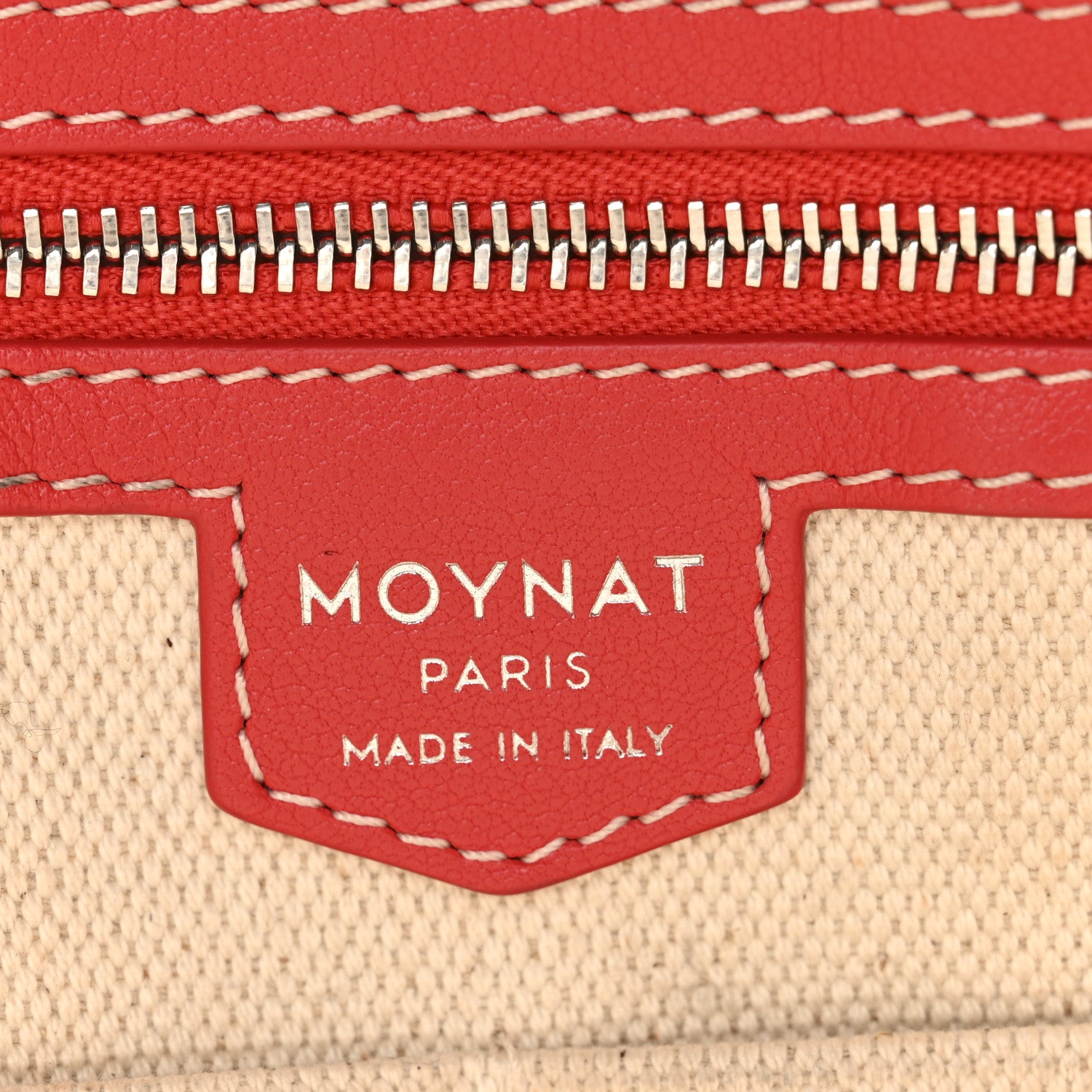 Moynat Calfskin Canvas M Tote MM Red 7 of 11