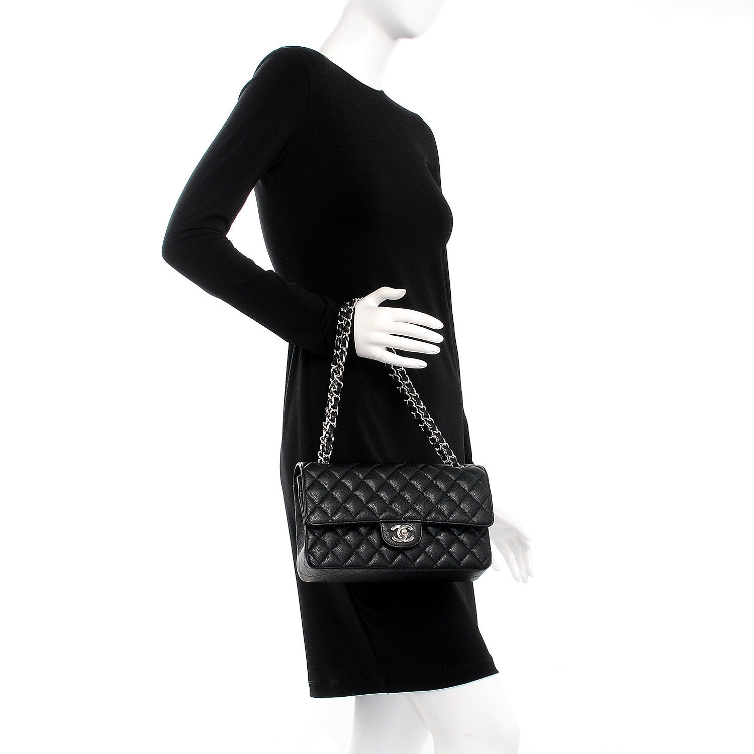 Chanel Caviar Quilted Medium Double Flap Black 2 of 8