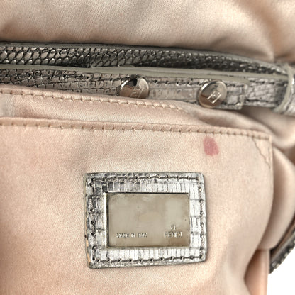 Fendi Metallic Lizard Beaded Embroidered Mini Baguette Grey 8 of 12