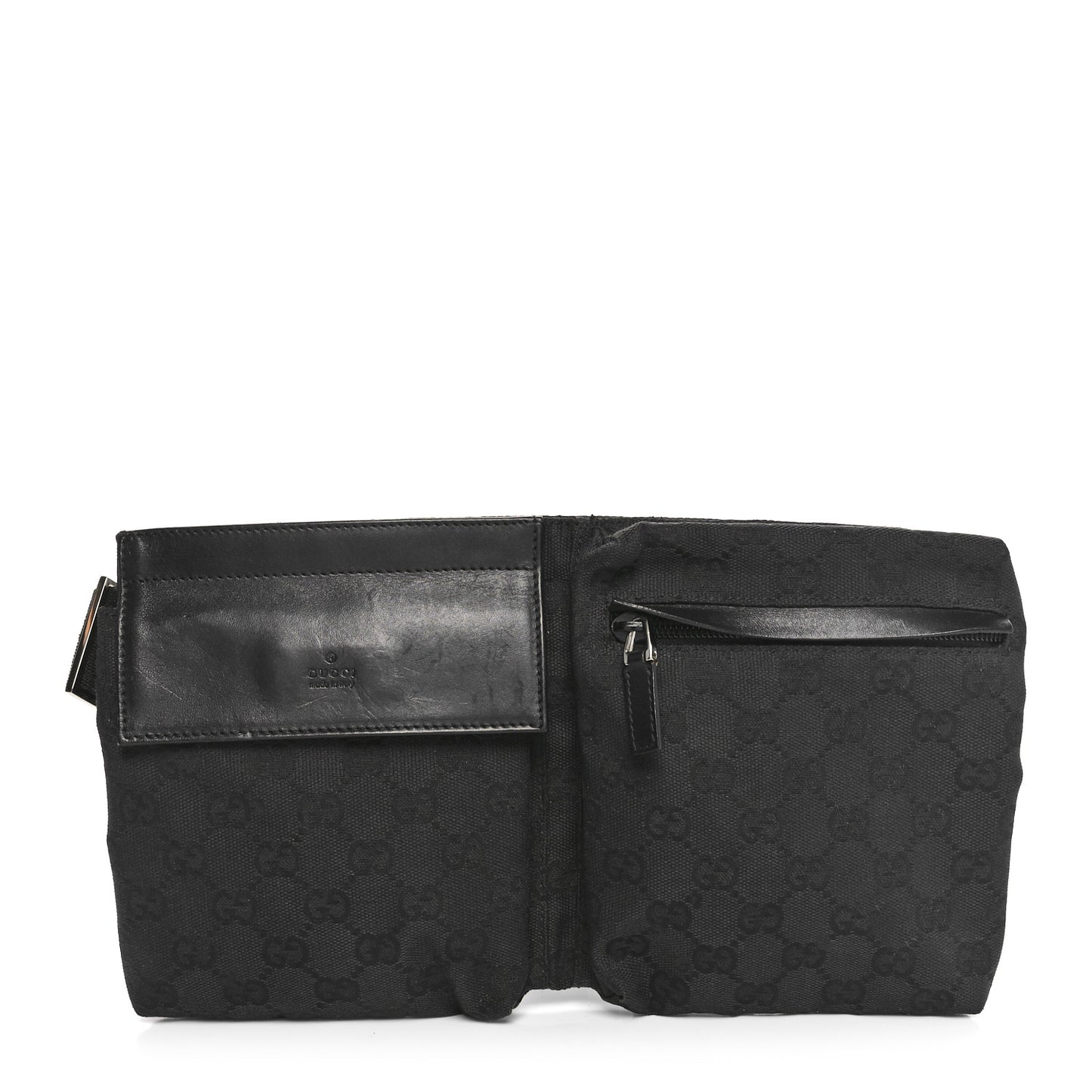 GG Monogram Double Pocket Belt Bag Black