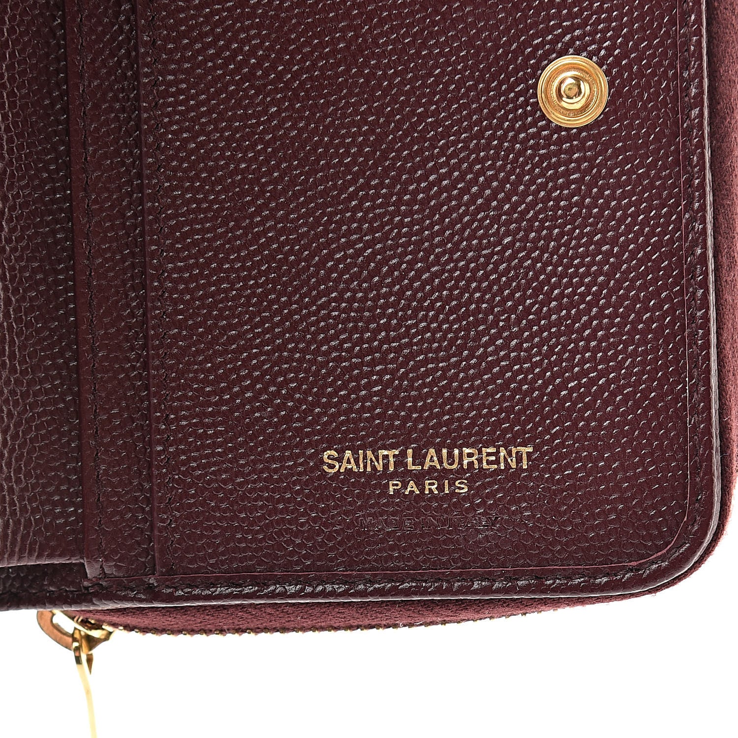 Saint Laurent Grain De Poudre Matelasse Chevron Monogram Compact Zip Around Wallet Rouge Legion 7 of 9
