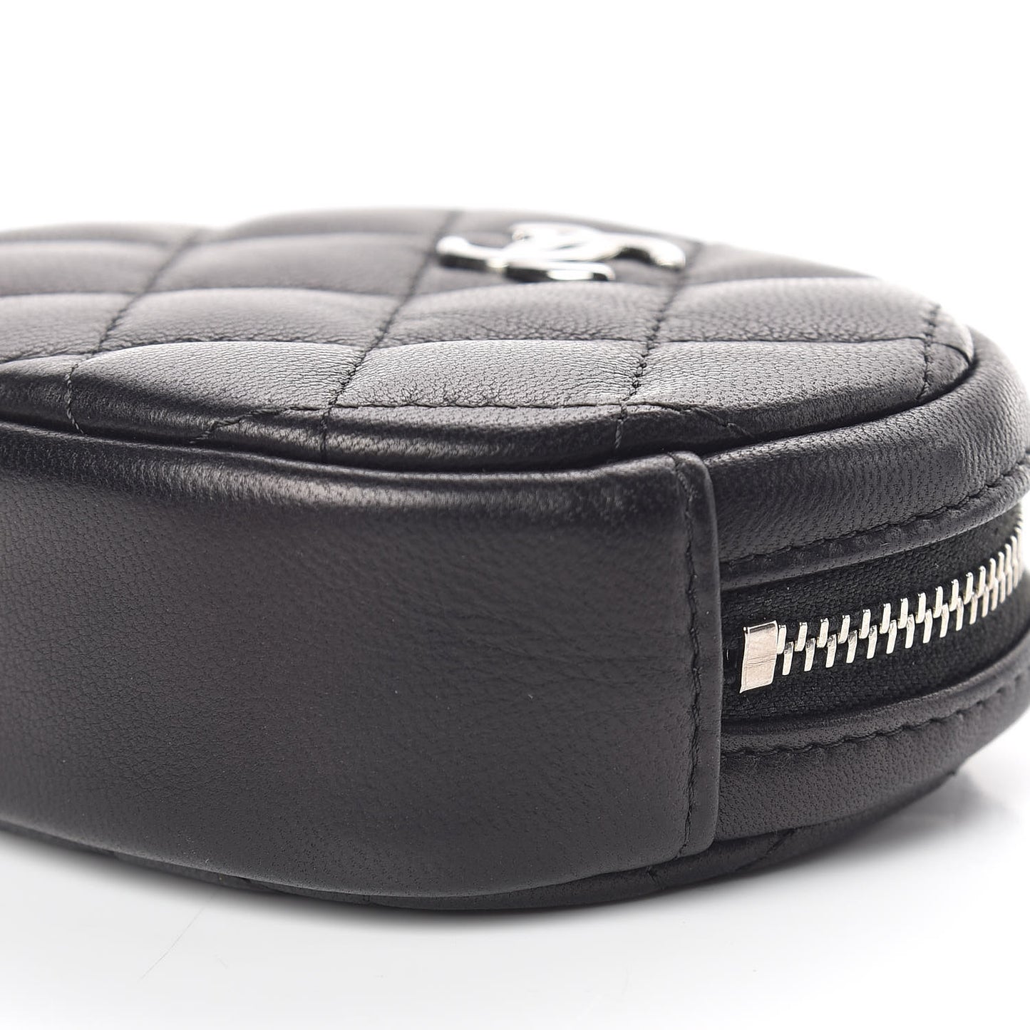 Lambskin Quilted Zip Around Classic Coin Purse Black