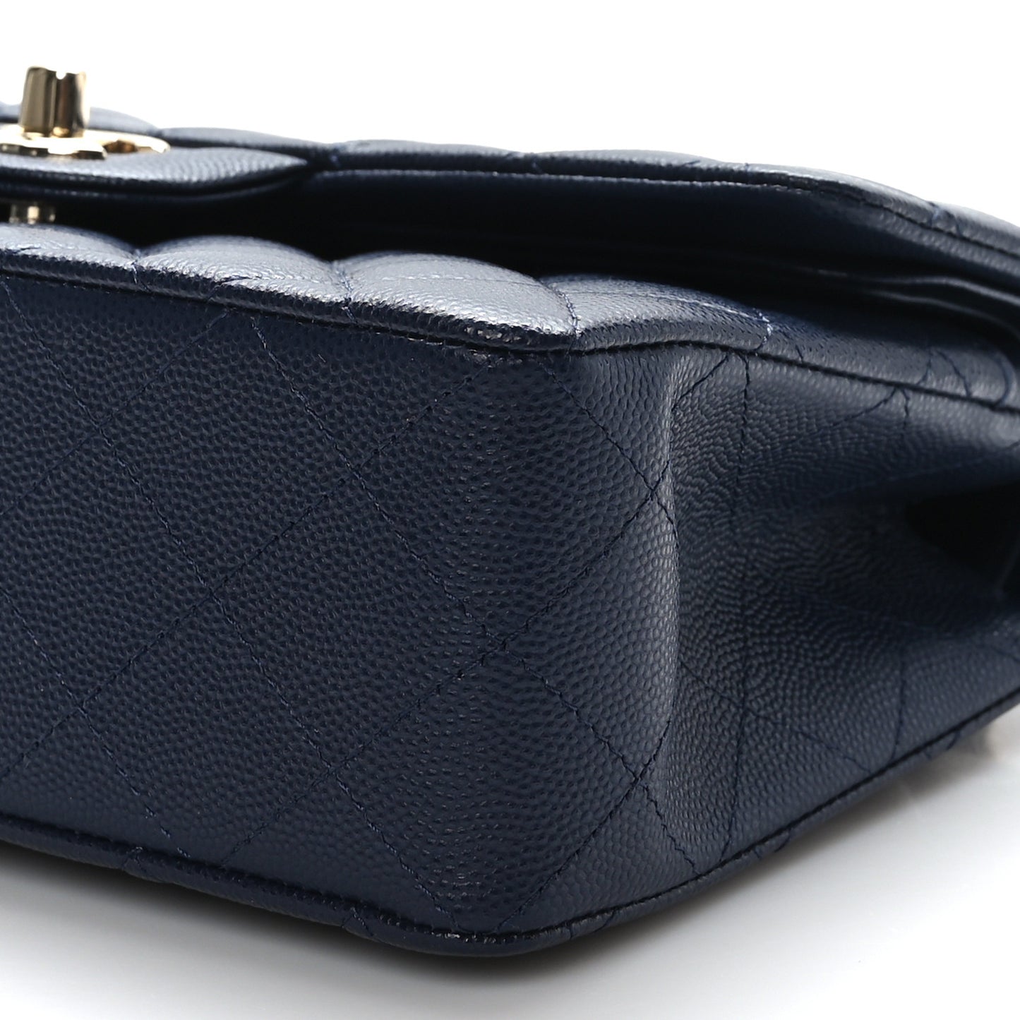 Caviar Quilted Small Double Flap Navy