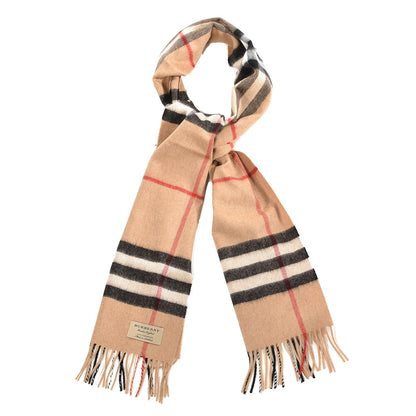 Burberry Cashmere Giant Check Fringe Scarf Camel 1 of 6
