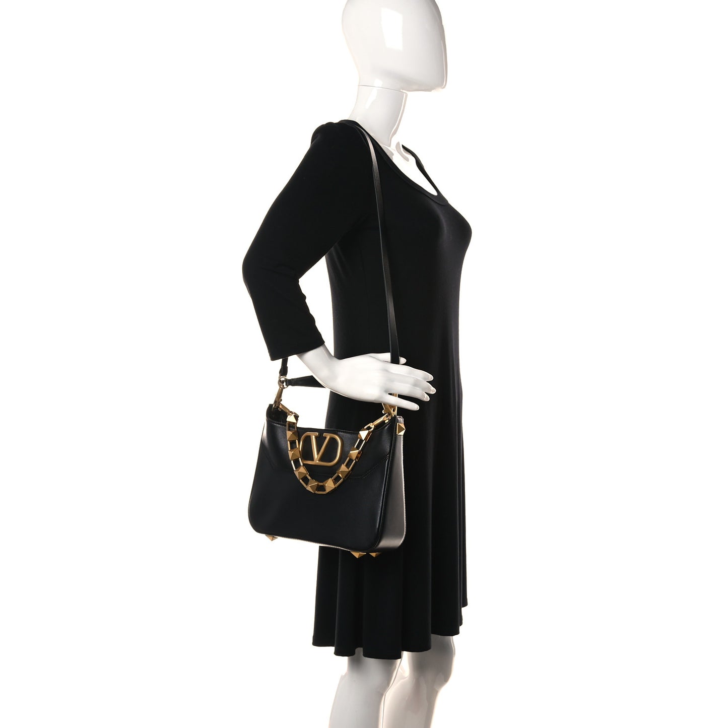Nappa Stud Sign Bucket Bag Black