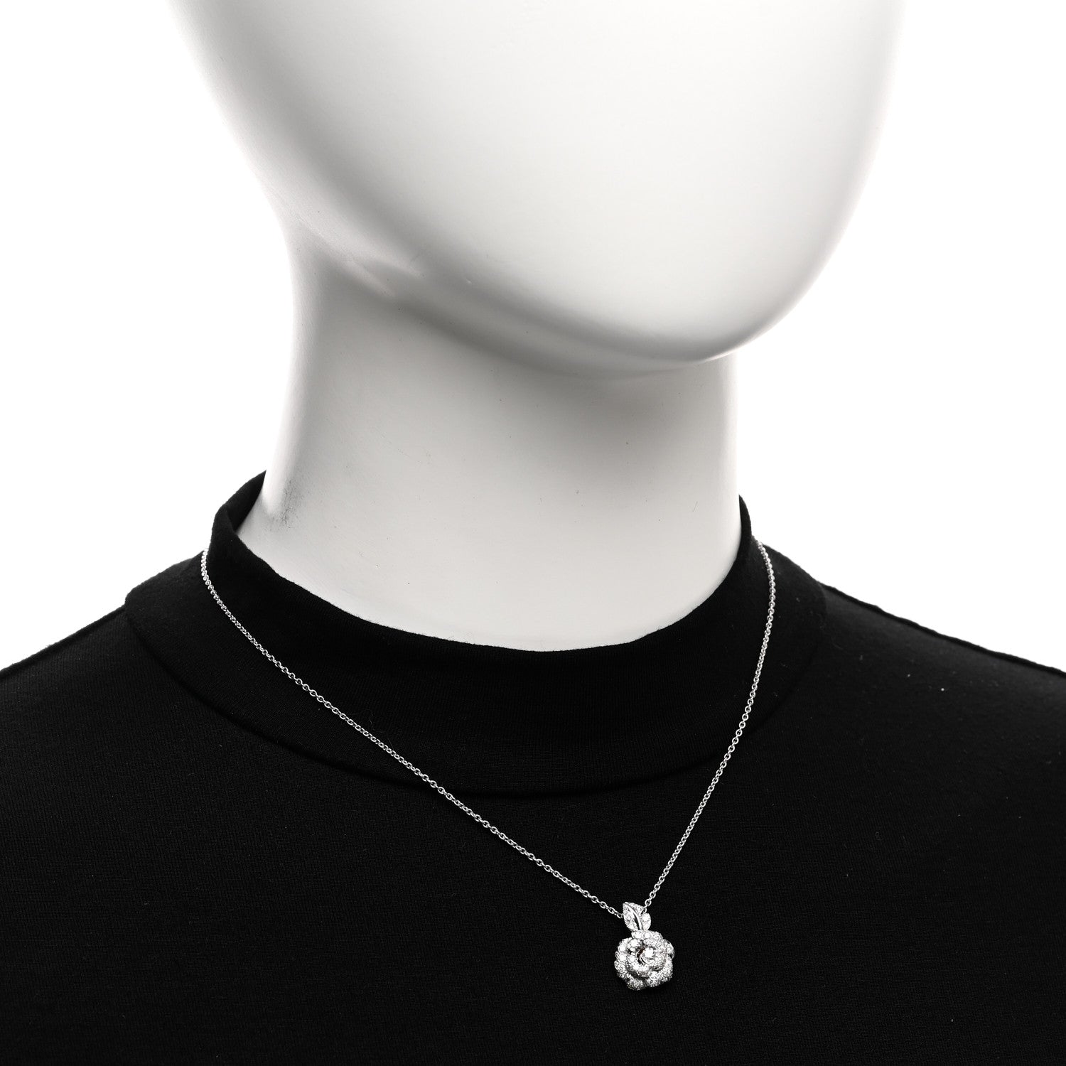 Christian Dior 18K White Gold Diamond Small Rose Dior Bagatelle Necklace 2 of 5