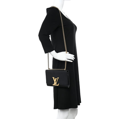 Louis Vuitton Calfskin Chain Louise MM Black 2 of 13