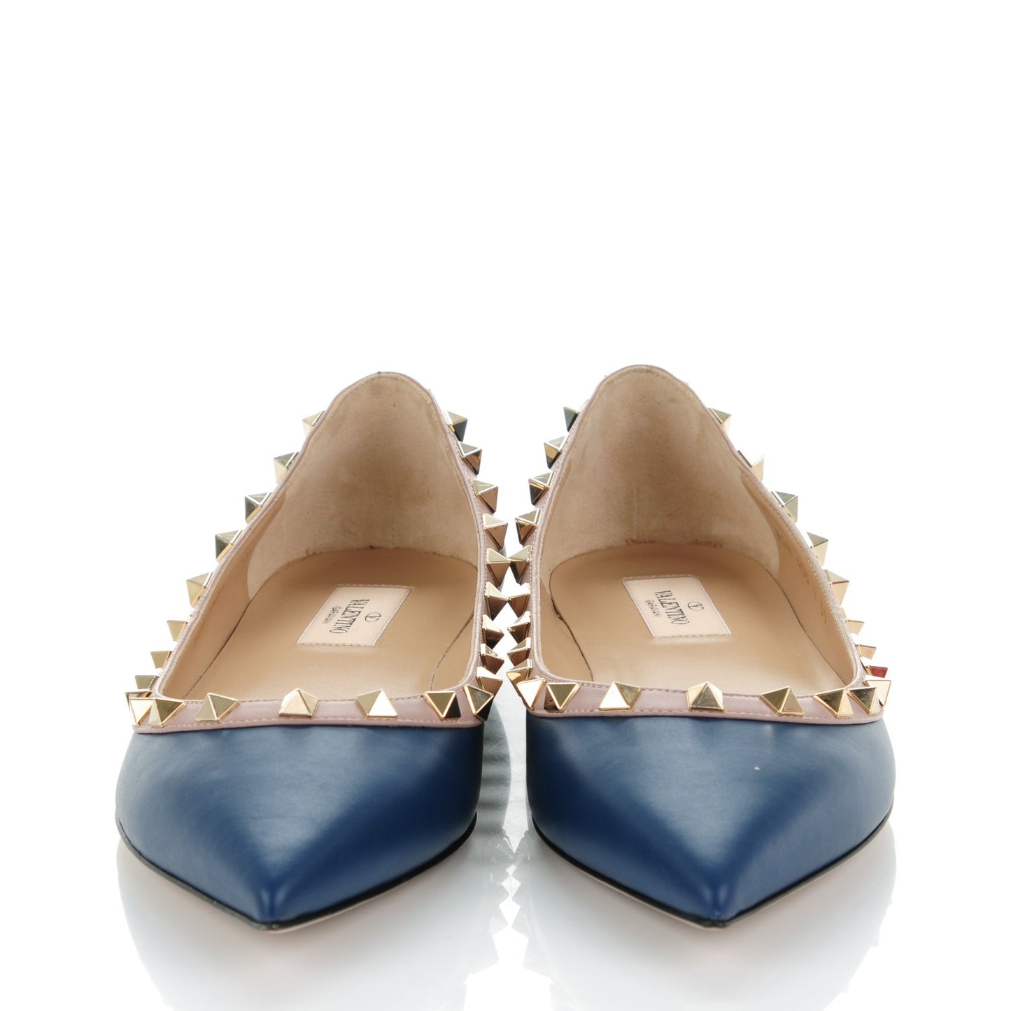 Nappa Rockstud Ballerina Flats 39 Indigo Poudre