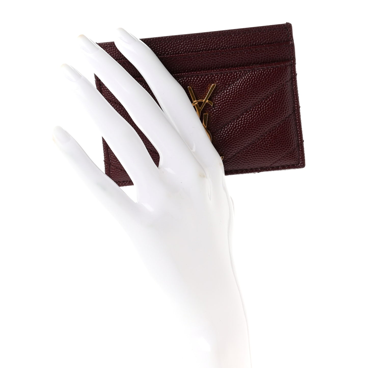 Grain De Poudre Matelasse Chevron Cassandre Credit Card Case Bordeaux