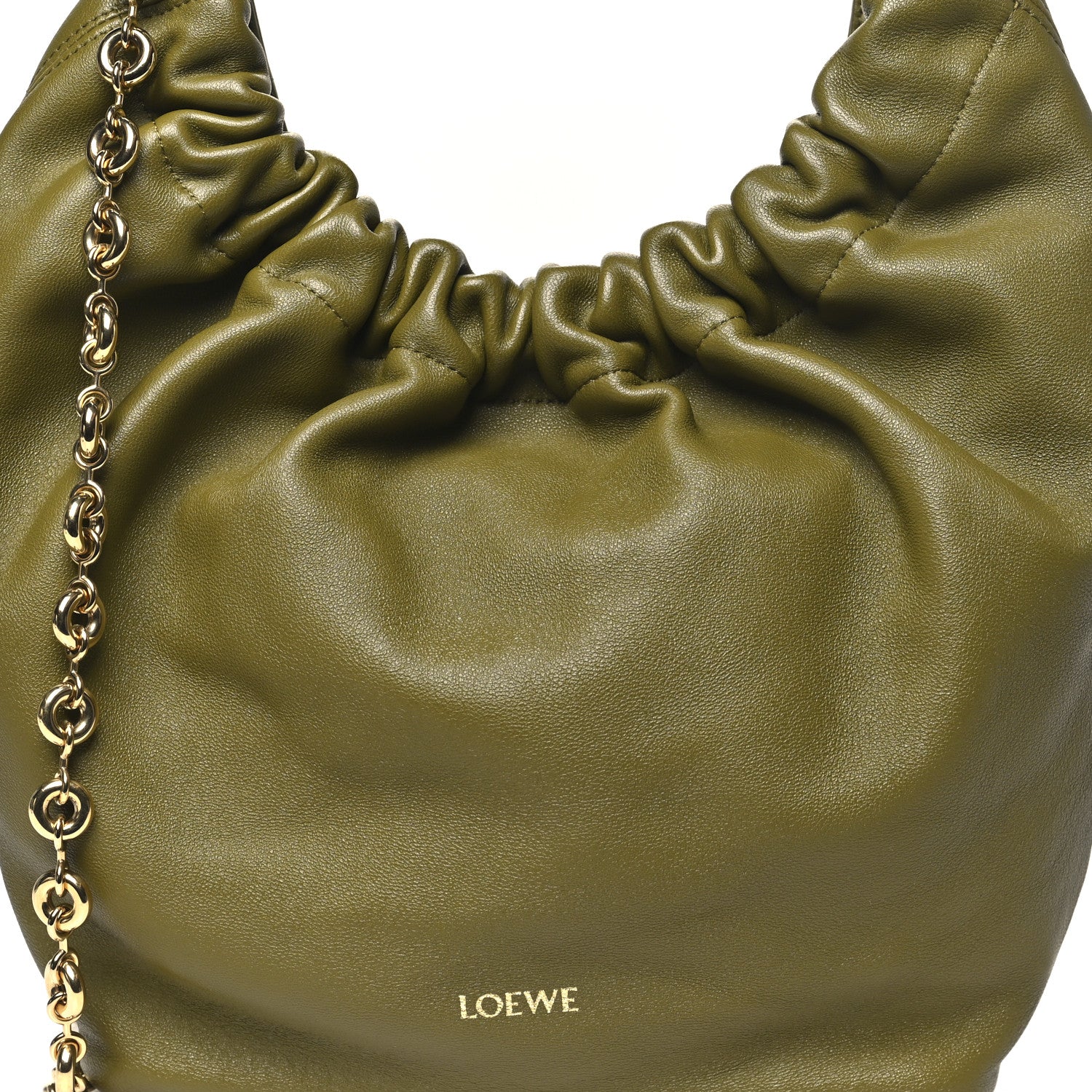 Loewe Mellow Nappa Small Squeeze Bag Olive 1846050 – FASHIONPHILE