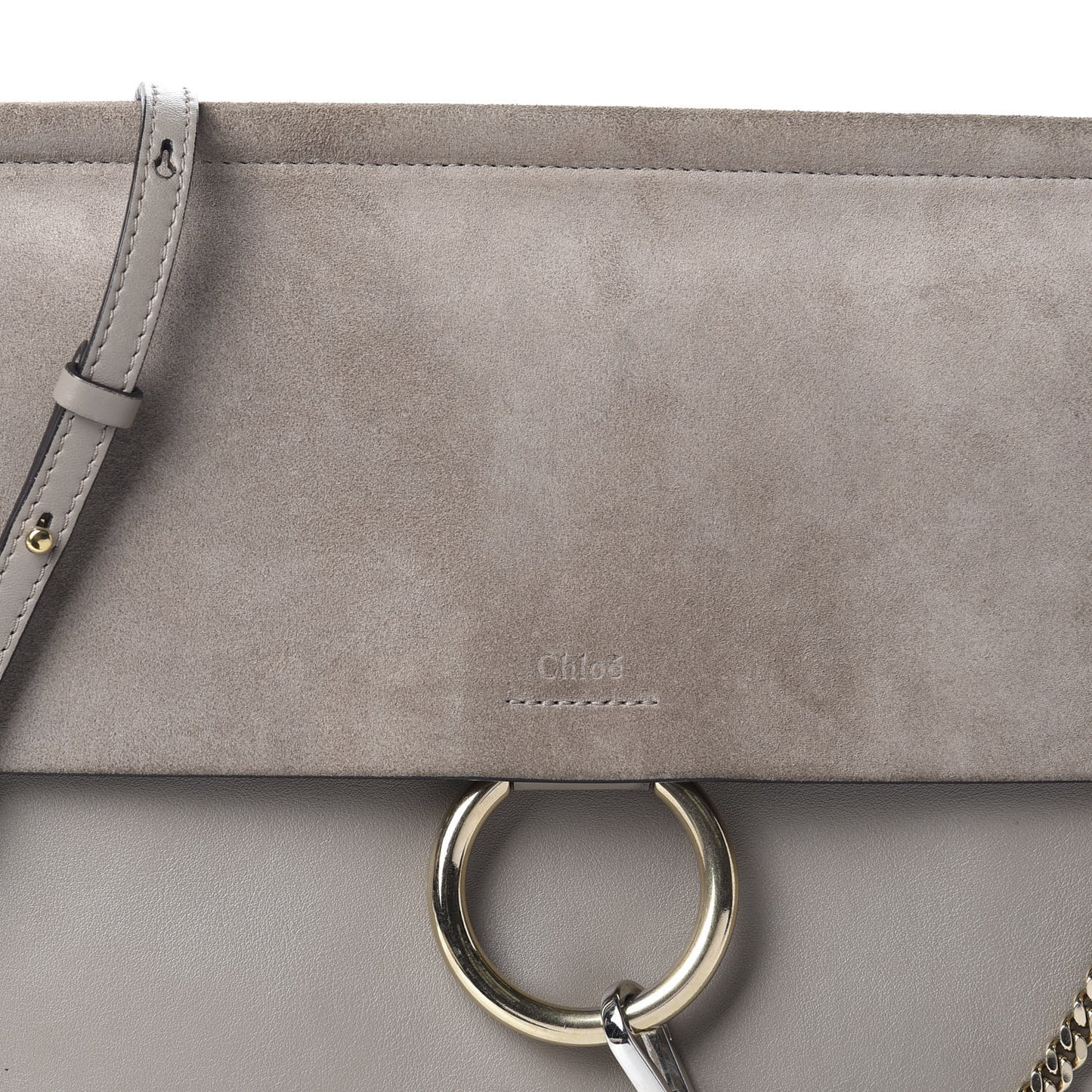 Calfskin Suede Medium Faye Shoulder Bag Motty Grey